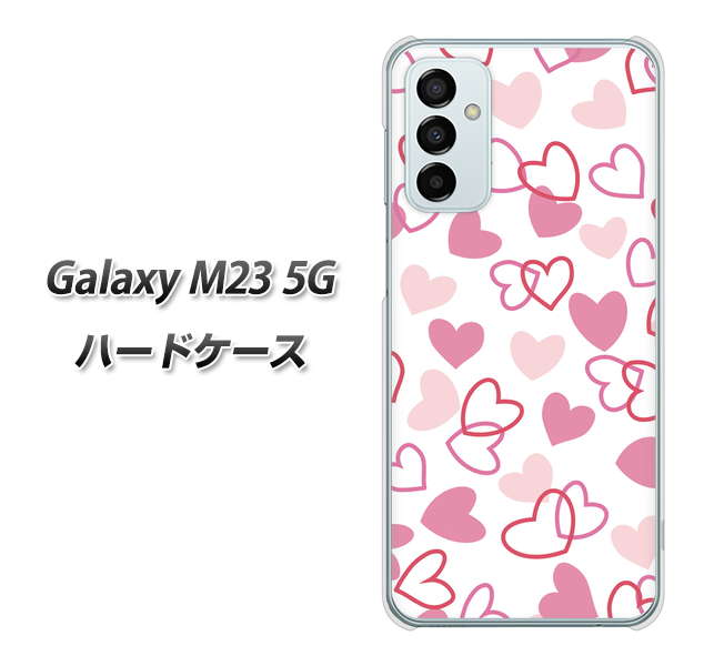Galaxy M23 5G VA929 ハートがいっぱい ピンク ハードケース 背面印刷