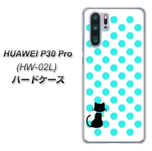 HUAWEI P30 Pro HW-02L docomo EK809 ネコとシンプル ライトブルー ハードケース 背面印刷