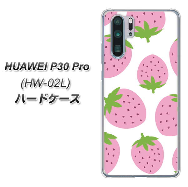 HUAWEI P30 Pro HW-02L docomo SC816 大きいイチゴ模様 ピンク ハードケース 背面印刷