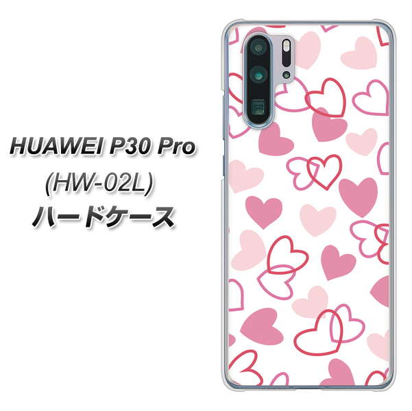 HUAWEI P30 Pro HW-02L docomo VA929 ハートがいっぱい ピンク ハードケース 背面印刷
