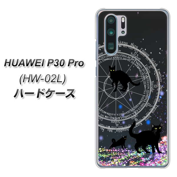HUAWEI P30 Pro HW-02L docomo YJ330 魔法陣猫 キラキラ 黒猫 ハードケース 背面印刷