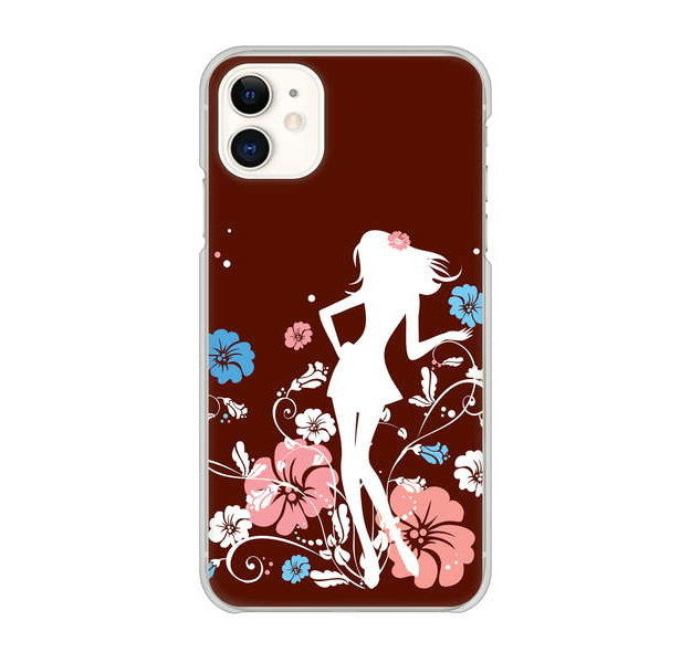 iPhone 11 110 ハイビスカスと少女 ハードケース 背面印刷