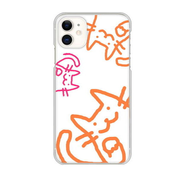 iPhone 11 1098 手まねきする3匹のネコ ハードケース 背面印刷