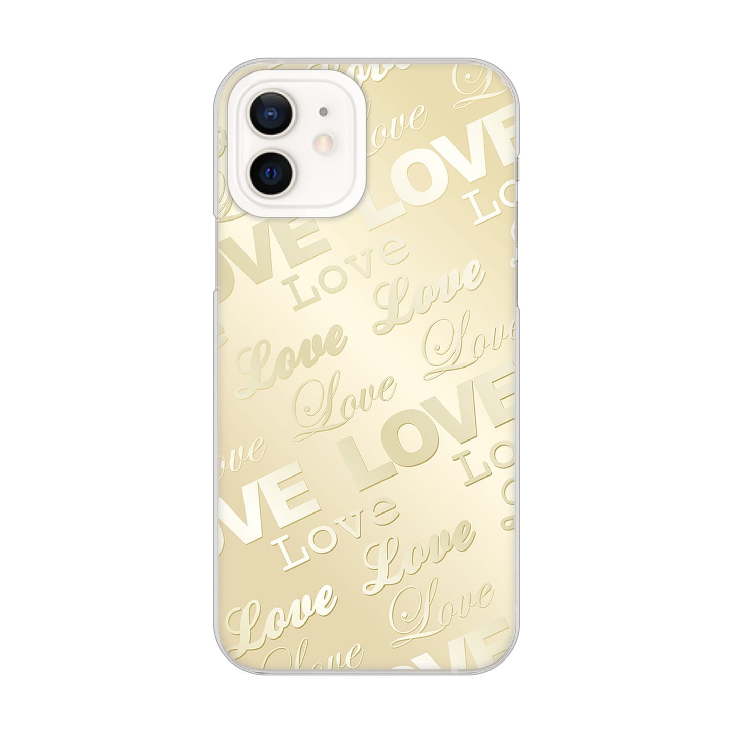 iPhone 12 エンボス風LOVEリンク ハードケース 背面印刷