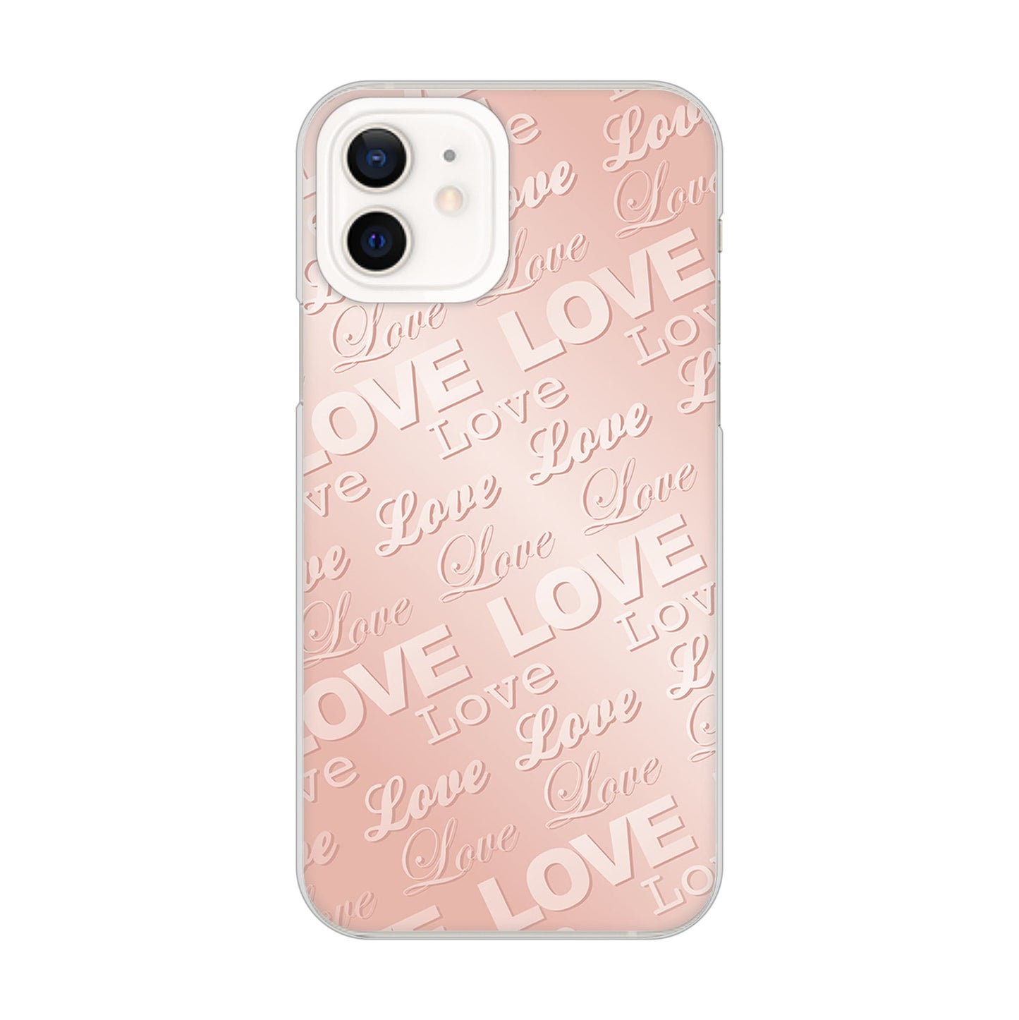 iPhone 12 エンボス風LOVEリンク ハードケース 背面印刷