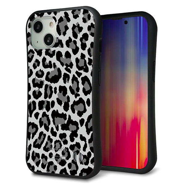 iPhone 13 スマホケース 「SEA Grip」 グリップケース Sライン 【MA817 レオパード × グレー 】 UV印刷