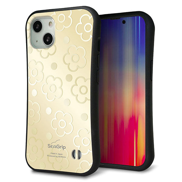 iPhone 13 スマホケース 「SEA Grip」 グリップケース Sライン 【SC842 エンボス風デイジードット(ヌーディーベージュ)】 UV印刷