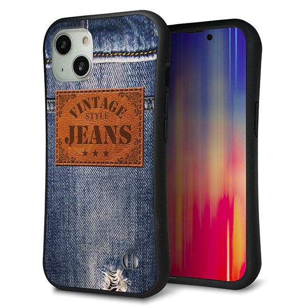 iPhone 13 スマホケース 「SEA Grip」 グリップケース Sライン 【SC921 ダメージデニム レザータグ】 UV印刷