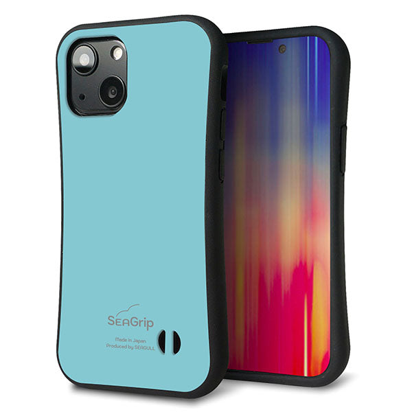 iPhone13 mini スマホケース 「SEA Grip」 グリップケース Sライン 【KM905 ポップカラー(エメラルドブルー)】 UV印刷