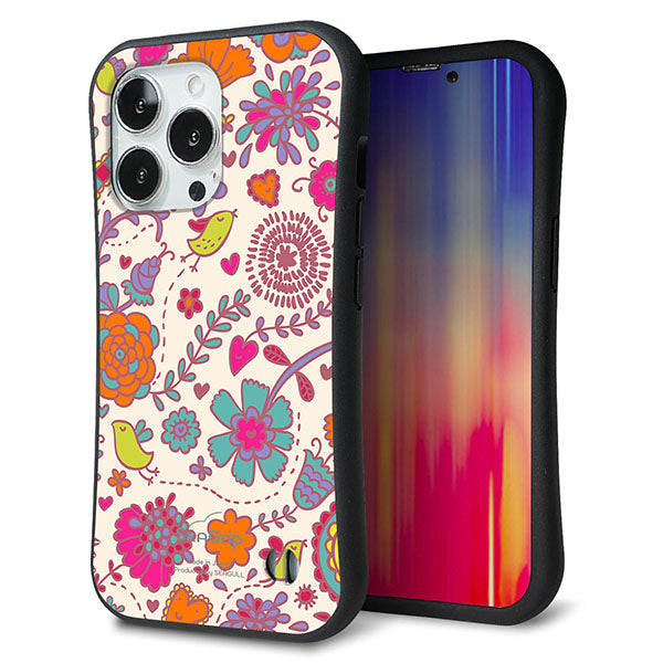 iPhone 13 Pro スマホケース 「SEA Grip」 グリップケース Sライン 【323 小鳥と花】 UV印刷