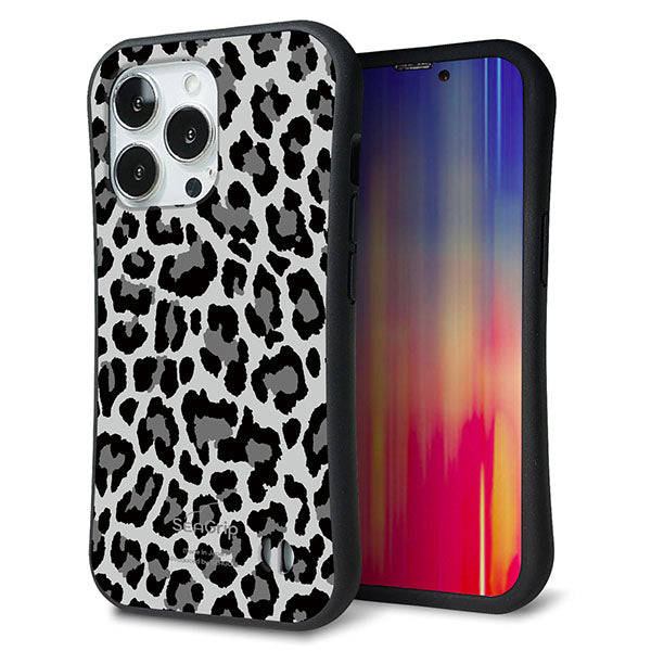 iPhone 13 Pro スマホケース 「SEA Grip」 グリップケース Sライン 【MA817 レオパード × グレー 】 UV印刷