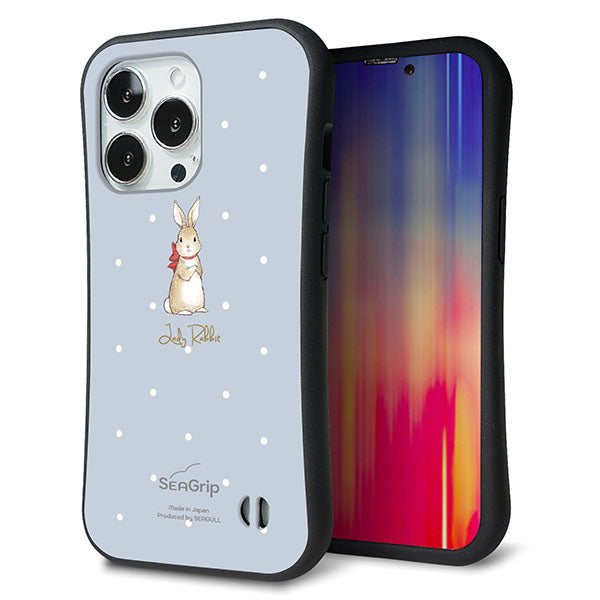 iPhone 13 Pro スマホケース 「SEA Grip」 グリップケース Sライン 【SC967 Lady Rabbit ブルーグレイ ガラプリ】 UV印刷
