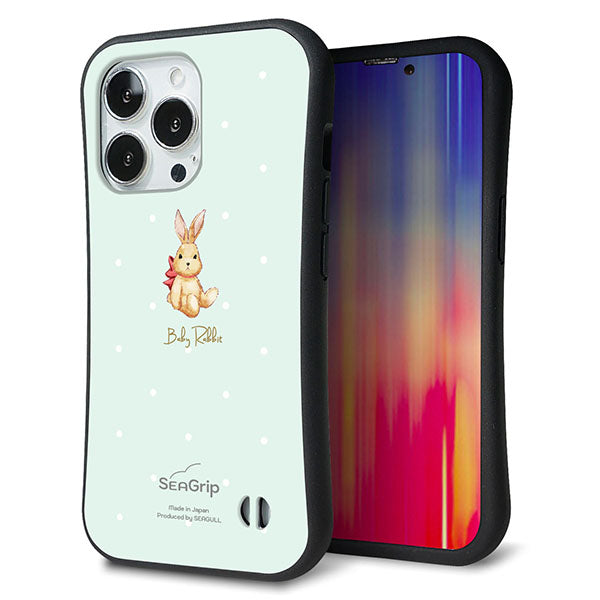 iPhone 13 Pro スマホケース 「SEA Grip」 グリップケース Sライン 【SC979 Baby Rabbit グリーン ガラプリ】 UV印刷