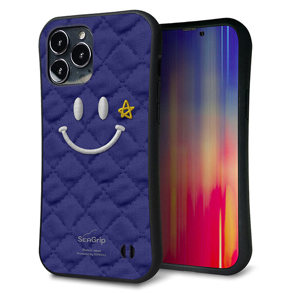 iPhone 13 Pro Max スマホケース 「SEA Grip」 グリップケース Sライン 【KM935 スマイル スター ブルー 】 UV印刷