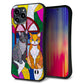 iPhone 13 Pro Max スマホケース 「SEA Grip」 グリップケース Sライン 【MA995 ステンドグラス ネコ】 UV印刷