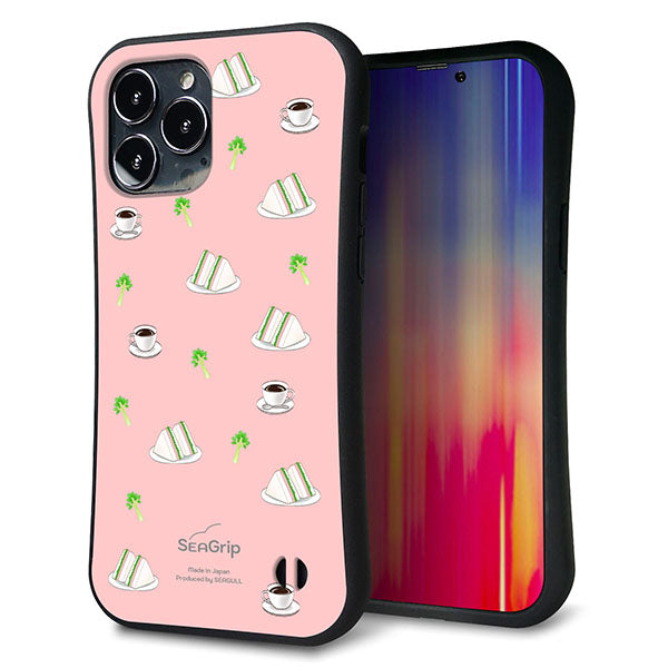 iPhone 13 Pro Max スマホケース 「SEA Grip」 グリップケース Sライン 【NA802 アムロサンドイッチプリント Aピンク】 UV印刷