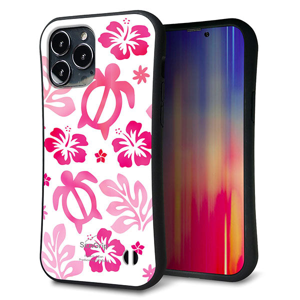 iPhone 13 Pro Max スマホケース 「SEA Grip」 グリップケース Sライン 【SC879 ハワイアンアロハホヌ ピンク】 UV印刷