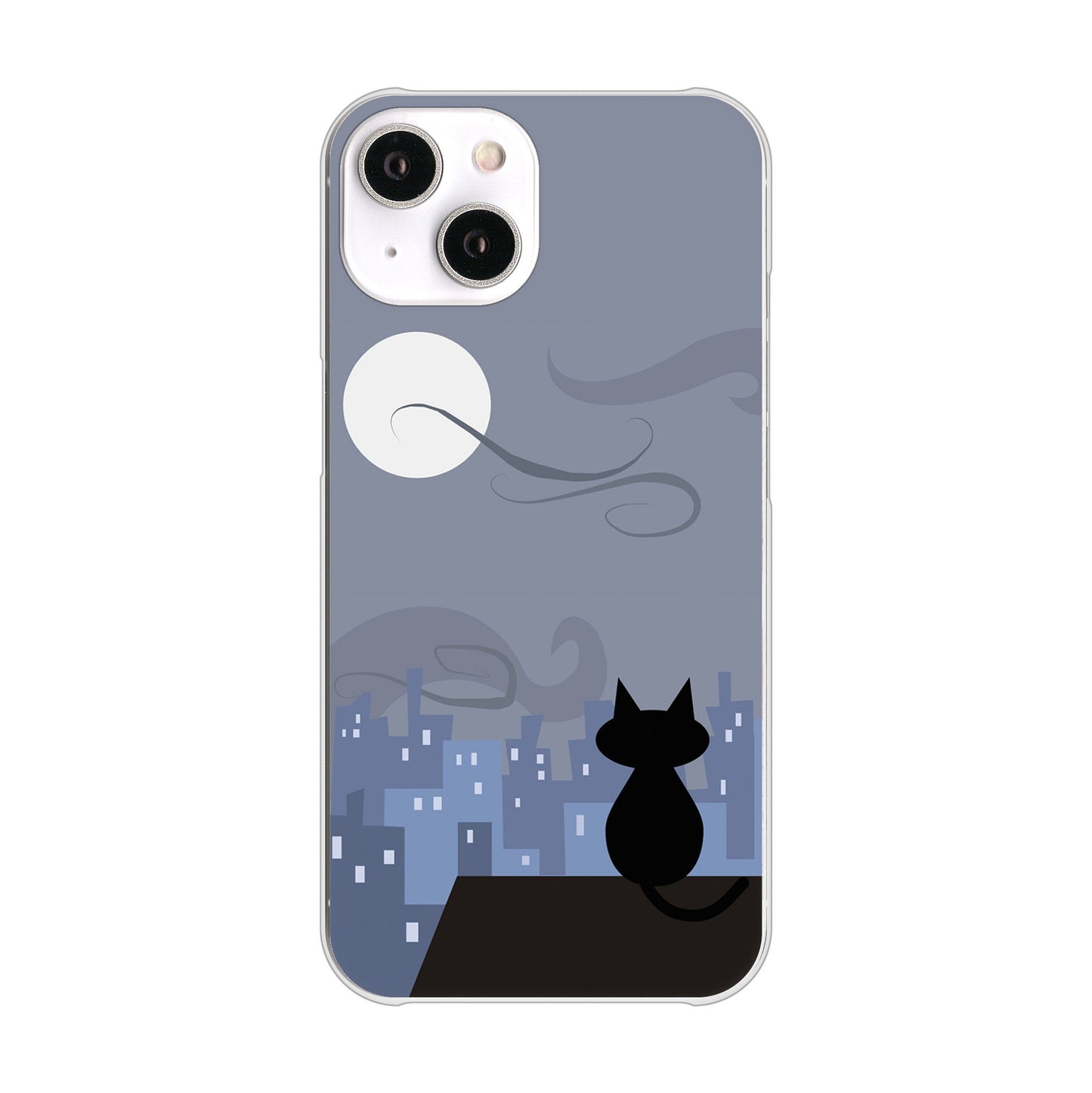 iPhone 14 夜とネコ ハードケース 背面印刷