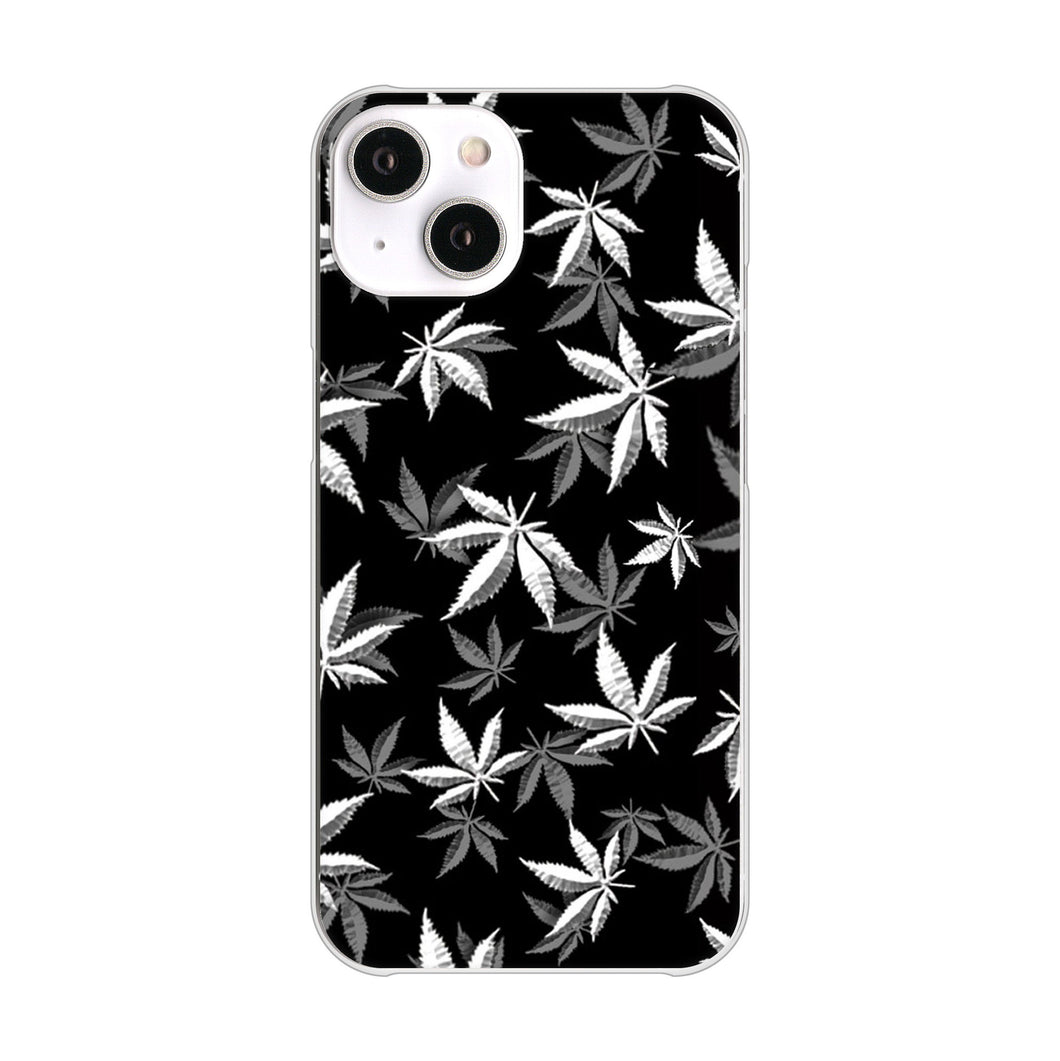iPhone 14 064 モノトーン大麻ブラック ハードケース 背面印刷