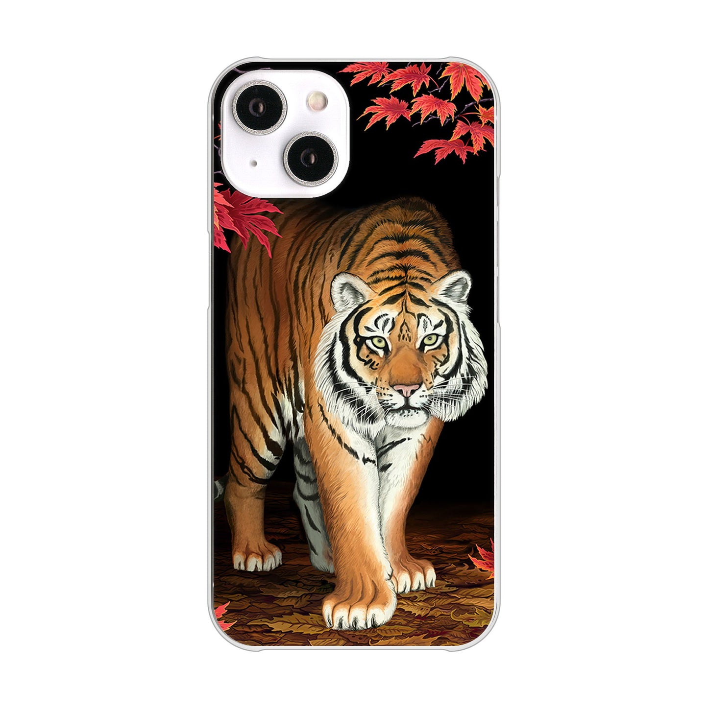 iPhone 14 177 もみじと虎 ハードケース 背面印刷