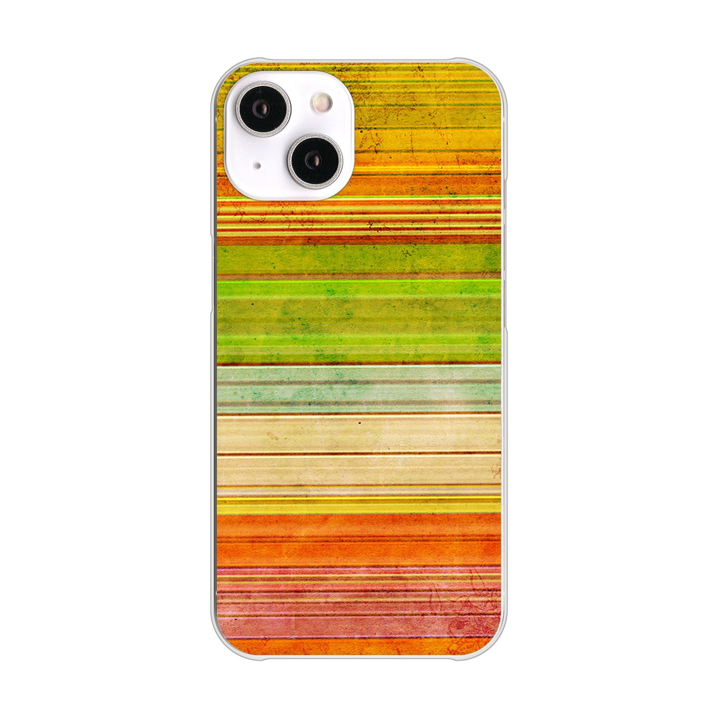 iPhone 14 1324 ビンテージボーダー（色彩） ハードケース 背面印刷