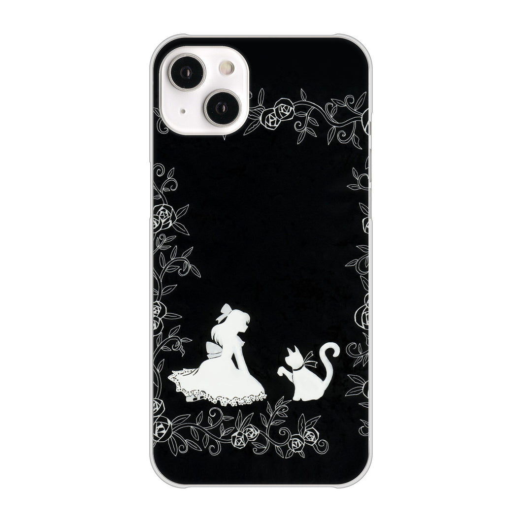 iPhone 14 Plus 1097 お姫様とネコ（モノトーン） ハードケース 背面印刷