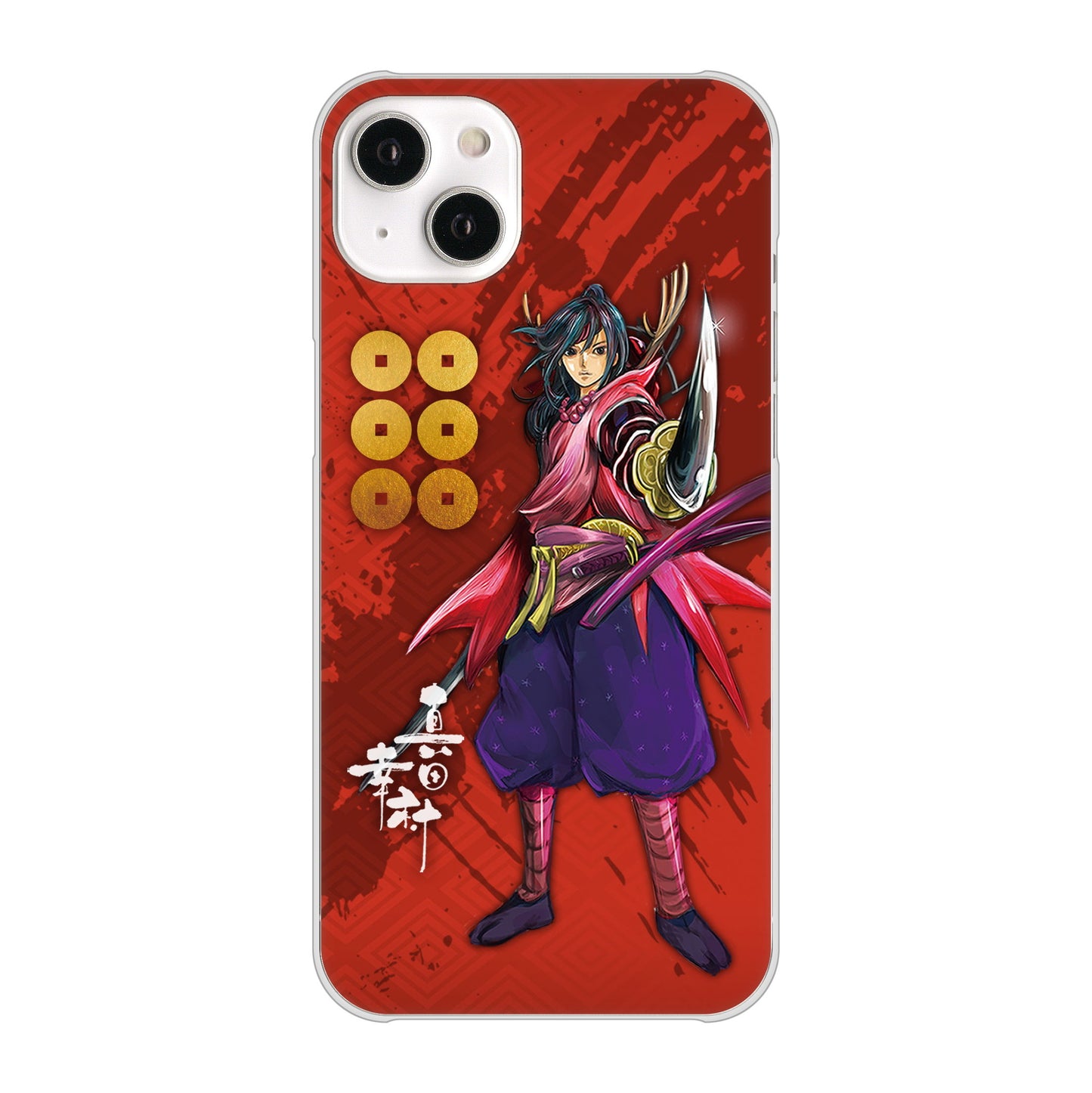 iPhone 14 Plus AB807 真田幸村 イラストと家紋 ハードケース 背面印刷