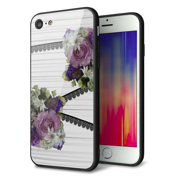 iPhone7 強化ガラス＆TPUスマホケース ガラプリ【YI888 フラワー９】