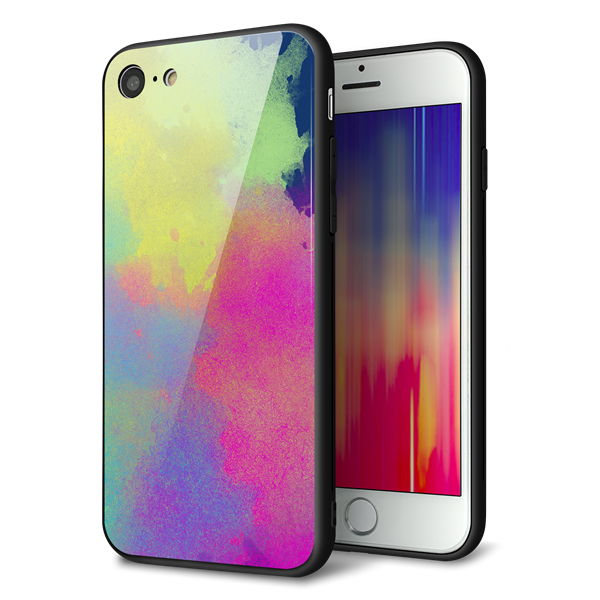iPhone7 強化ガラス＆TPUスマホケース ガラプリ【YJ294 デザイン色彩】