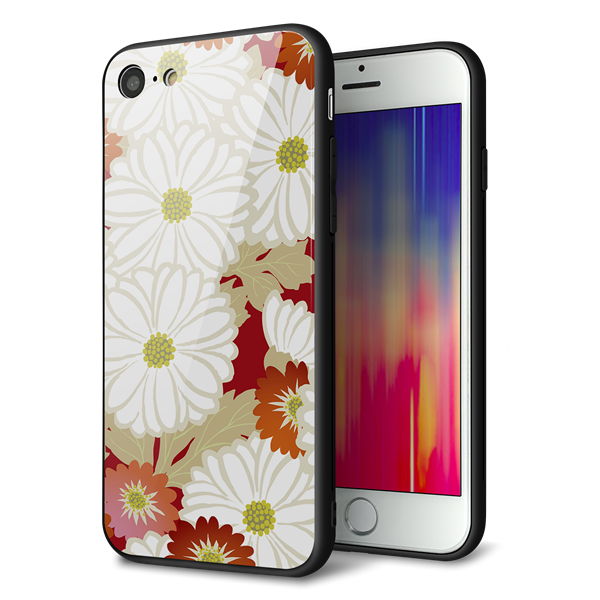 iPhone7 強化ガラス＆TPUスマホケース ガラプリ【YJ322 和柄 菊】