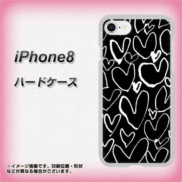 iPhone 8 1124 ハート BK＆WH ハードケース 背面印刷