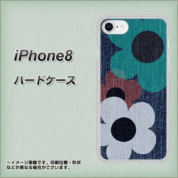 iPhone 8 EK869 ルーズフラワーinデニム風 ハードケース 背面印刷