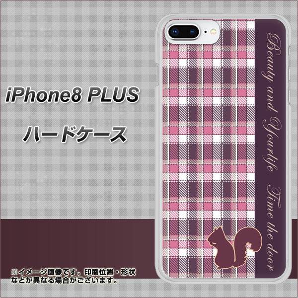 iPhone 8 Plus 519 チェック柄にリス ハードケース 背面印刷