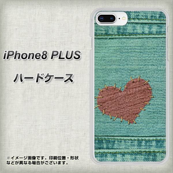 iPhone 8 Plus 1142 デニムとハート ハードケース 背面印刷