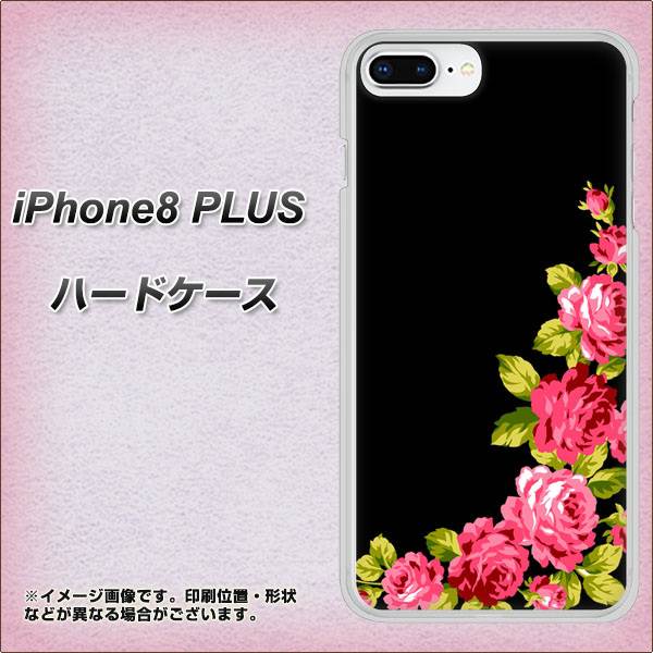 iPhone 8 Plus VA826 バラのフレーム(黒) ハードケース 背面印刷