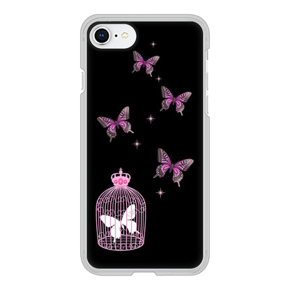 iPhone SE (第2世代) むかいあぐる 蝶の王冠鳥かご ハードケース 背面印刷