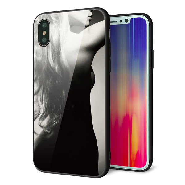 iPhone X 強化ガラス＆TPUスマホケース ガラプリ【KM890 バックスタイル】