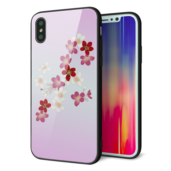 iPhone X 強化ガラス＆TPUスマホケース ガラプリ【YJ320 桜 和】