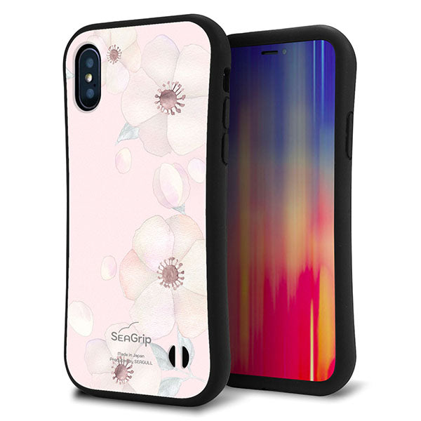 iPhone X スマホケース 「SEA Grip」 グリップケース Sライン 【SC949 ドゥ・フルール(オフピンク)】 UV印刷