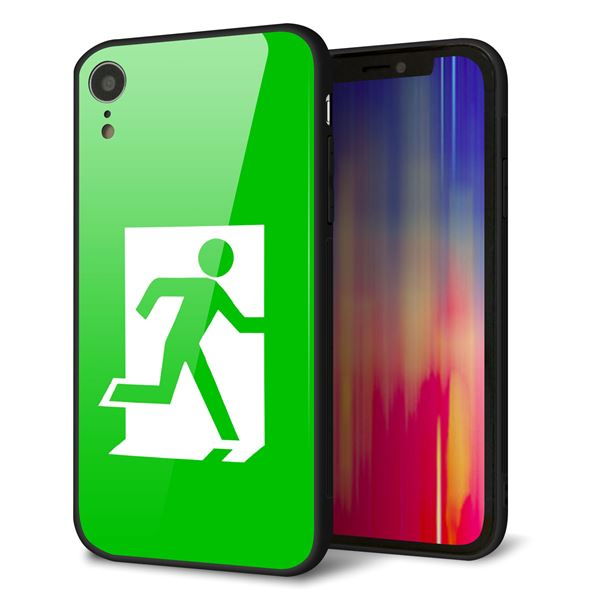 iPhone XR 強化ガラス＆TPUスマホケース ガラプリ【163 非常口】