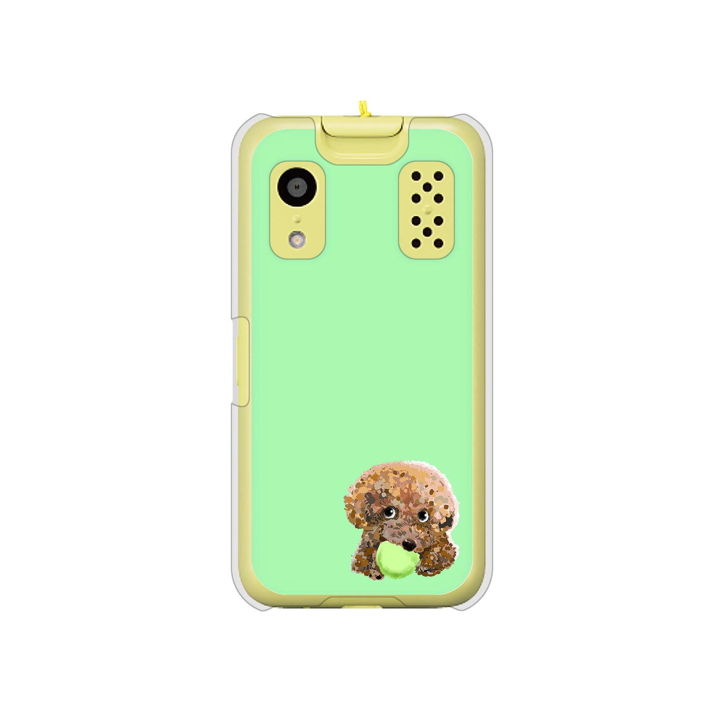 キッズケータイ KY-41C docomo YJ055 トイプードル＆ボール（グリーン） ハードケース 背面印刷