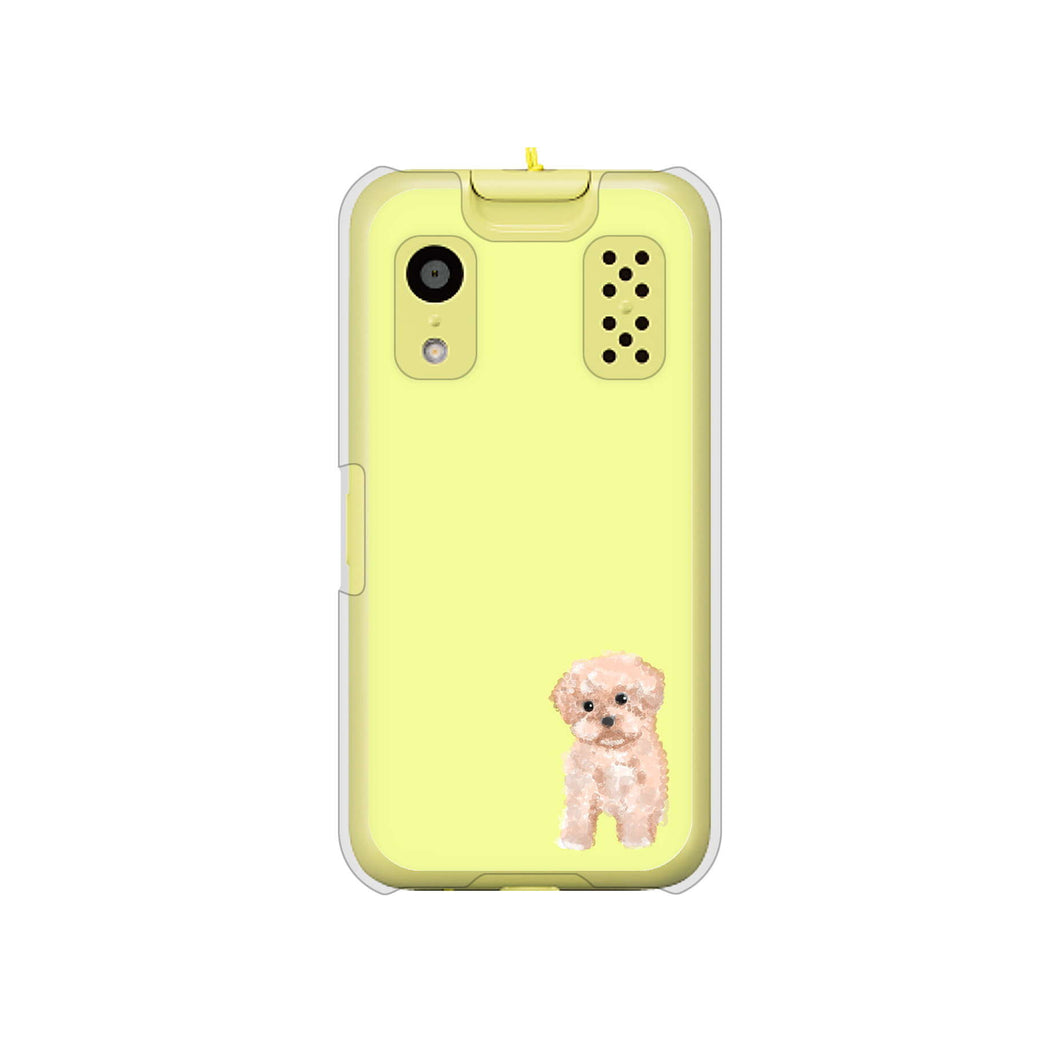 キッズケータイ KY-41C docomo YJ064 トイプードルアプリコット（イエロー） ハードケース 背面印刷