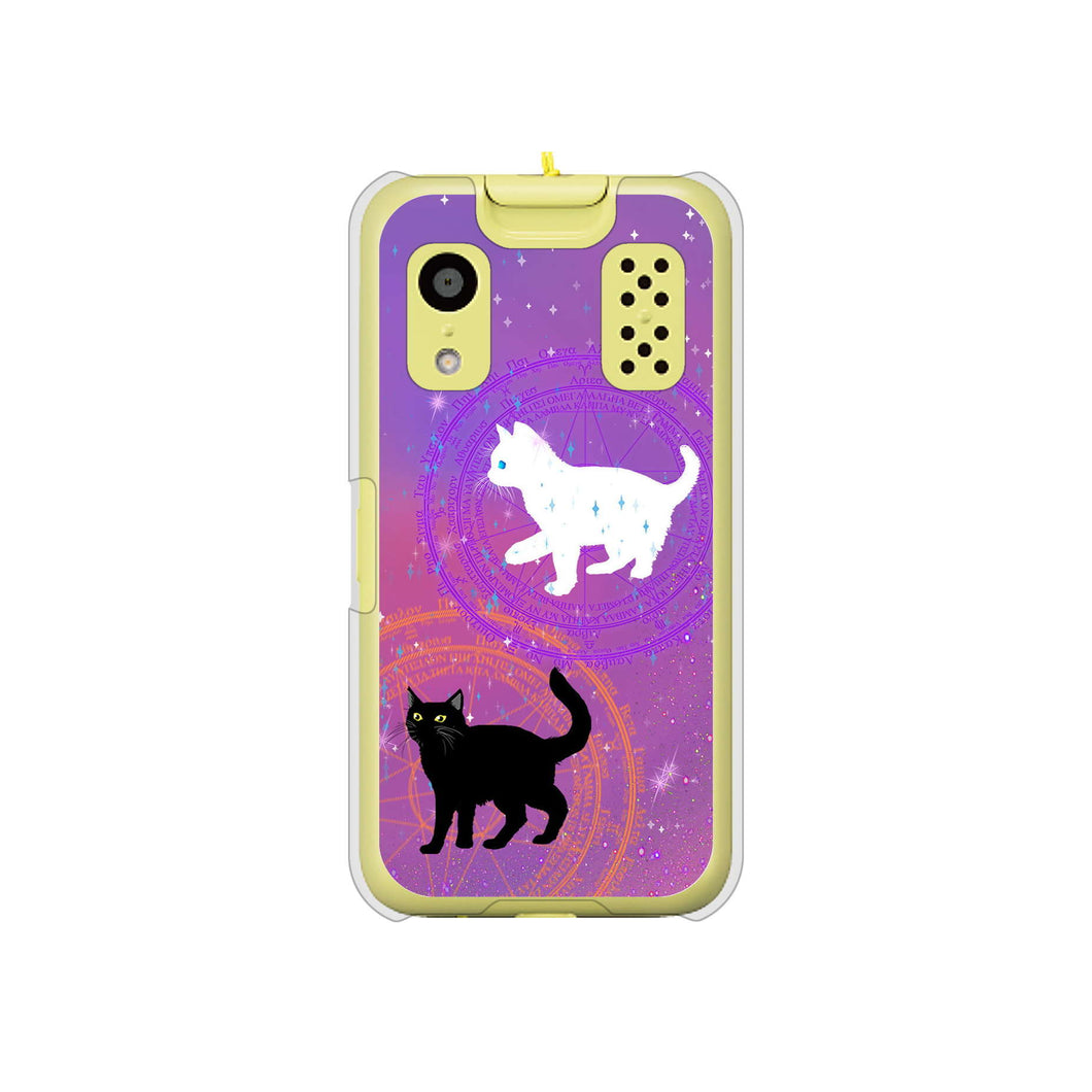 キッズケータイ KY-41C docomo YJ328 魔法陣猫 キラキラ かわいい ピンク ハードケース 背面印刷