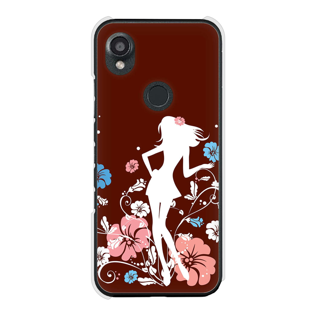 DIGNO SX3 KYG02 au 110 ハイビスカスと少女 ハードケース 背面印刷