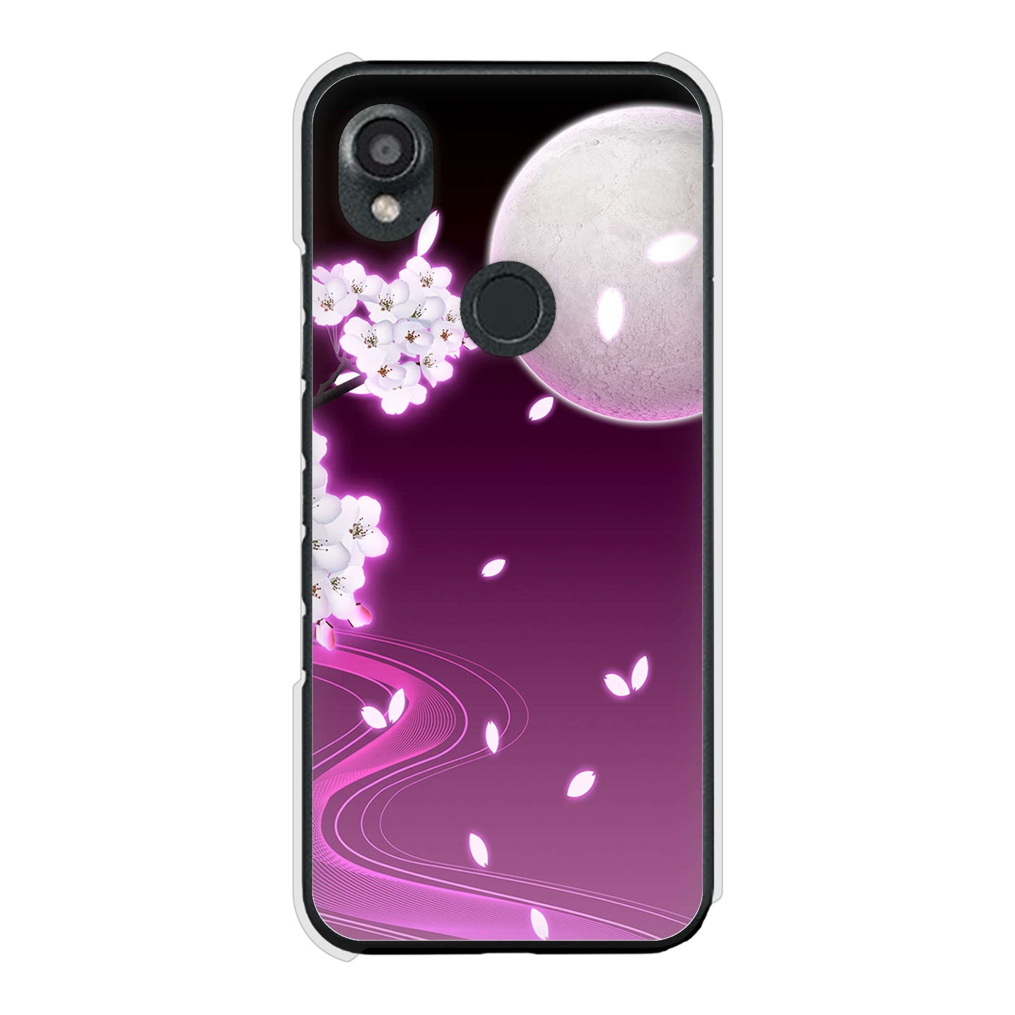 DIGNO SX3 KYG02 au 1223 紫に染まる月と桜 ハードケース 背面印刷