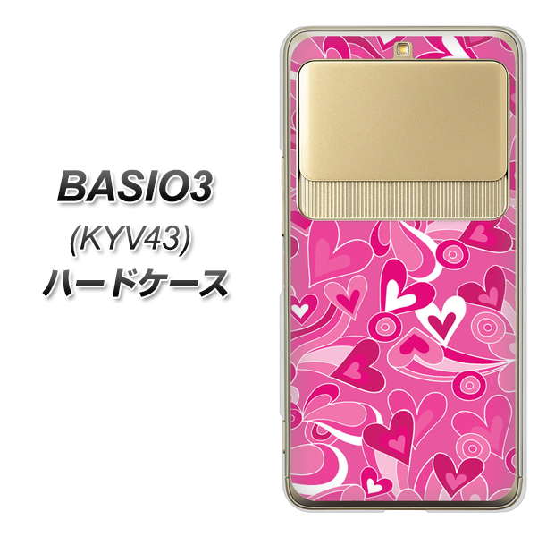 BASIO3 au KYV43 383 ピンクのハート ハードケース 背面印刷