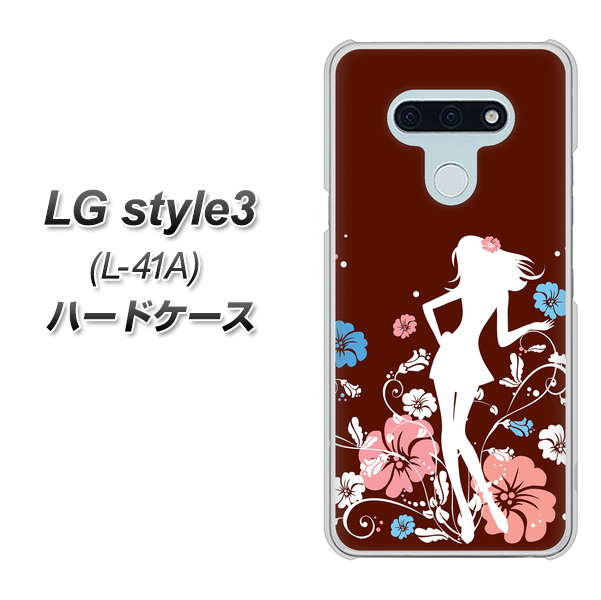 LG style3 L-41A docomo 110 ハイビスカスと少女 ハードケース 背面印刷