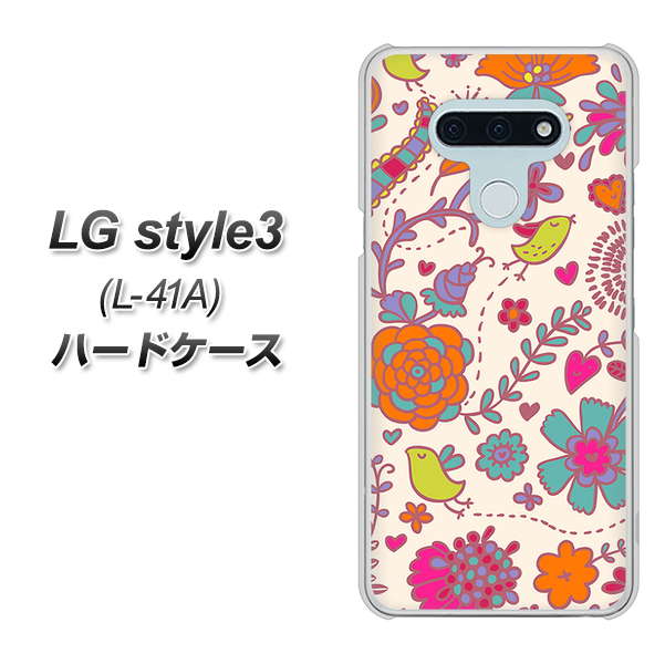 LG style3 L-41A docomo 323 小鳥と花 ハードケース 背面印刷