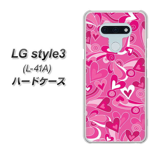 LG style3 L-41A docomo 383 ピンクのハート ハードケース 背面印刷