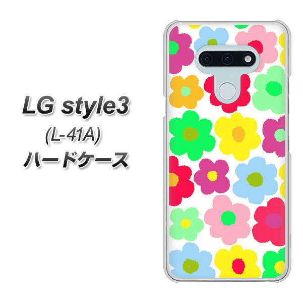 LG style3 L-41A docomo 758 ルーズフラワーカラフル ハードケース 背面印刷